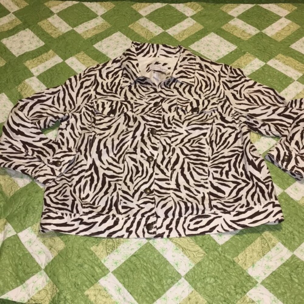 Lucy & Laurel Linen Animal Print Jacket